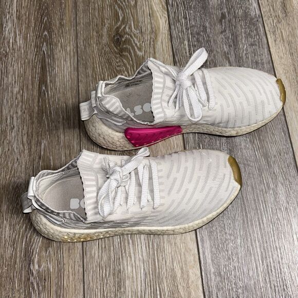 Adidas NMD R2 Primeknit BY9954 Women’s US Size 7.5 White Pink Sneaker Shoes - Picture 2 of 11